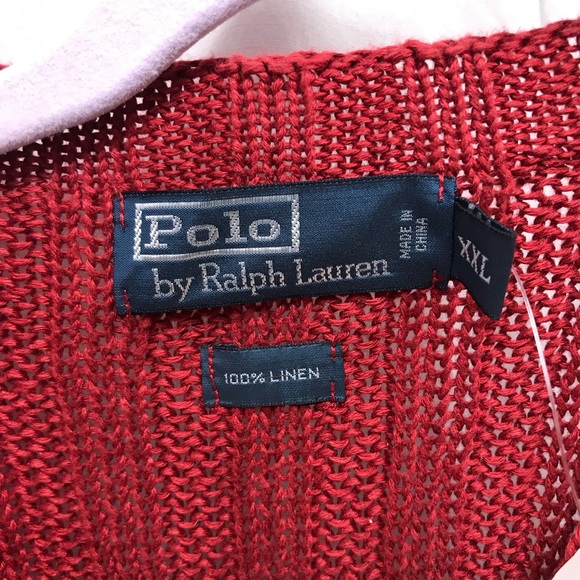 Polo Ralph Lauren Women V Neck Linen Sweater Size XXL Masi Red NWT - Picture 2 of 7